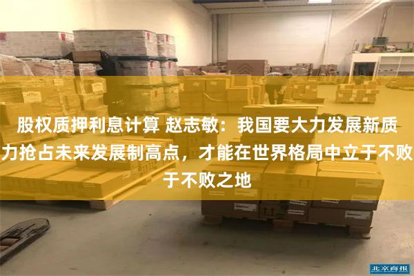 股权质押利息计算 赵志敏：我国要大力发展新质生产力抢占未来发展制高点，才能在世界格局中立于不败之地