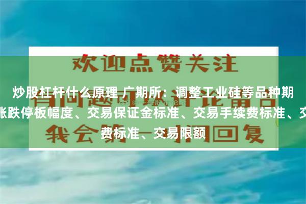 炒股杠杆什么原理 广期所：调整工业硅等品种期货合约涨跌停板幅度、交易保证金标准、交易手续费标准、交易限额