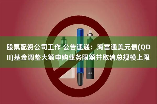 股票配资公司工作 公告速递：海富通美元债(QDII)基金调整大额申购业务限额并取消总规模上限